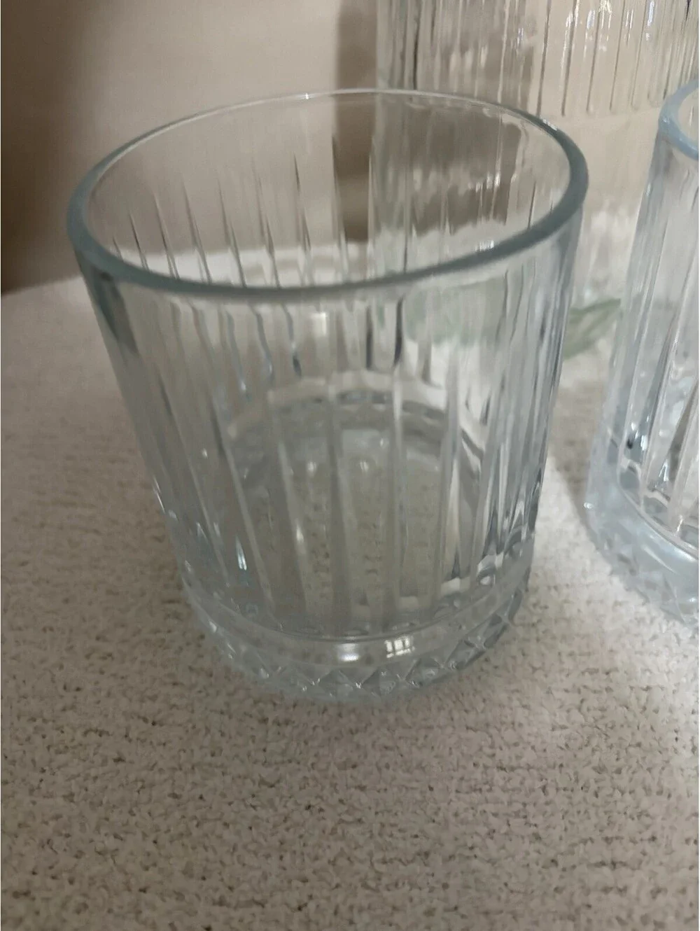 3 Piece Clear Glass Decorative Decanter and Glass Set